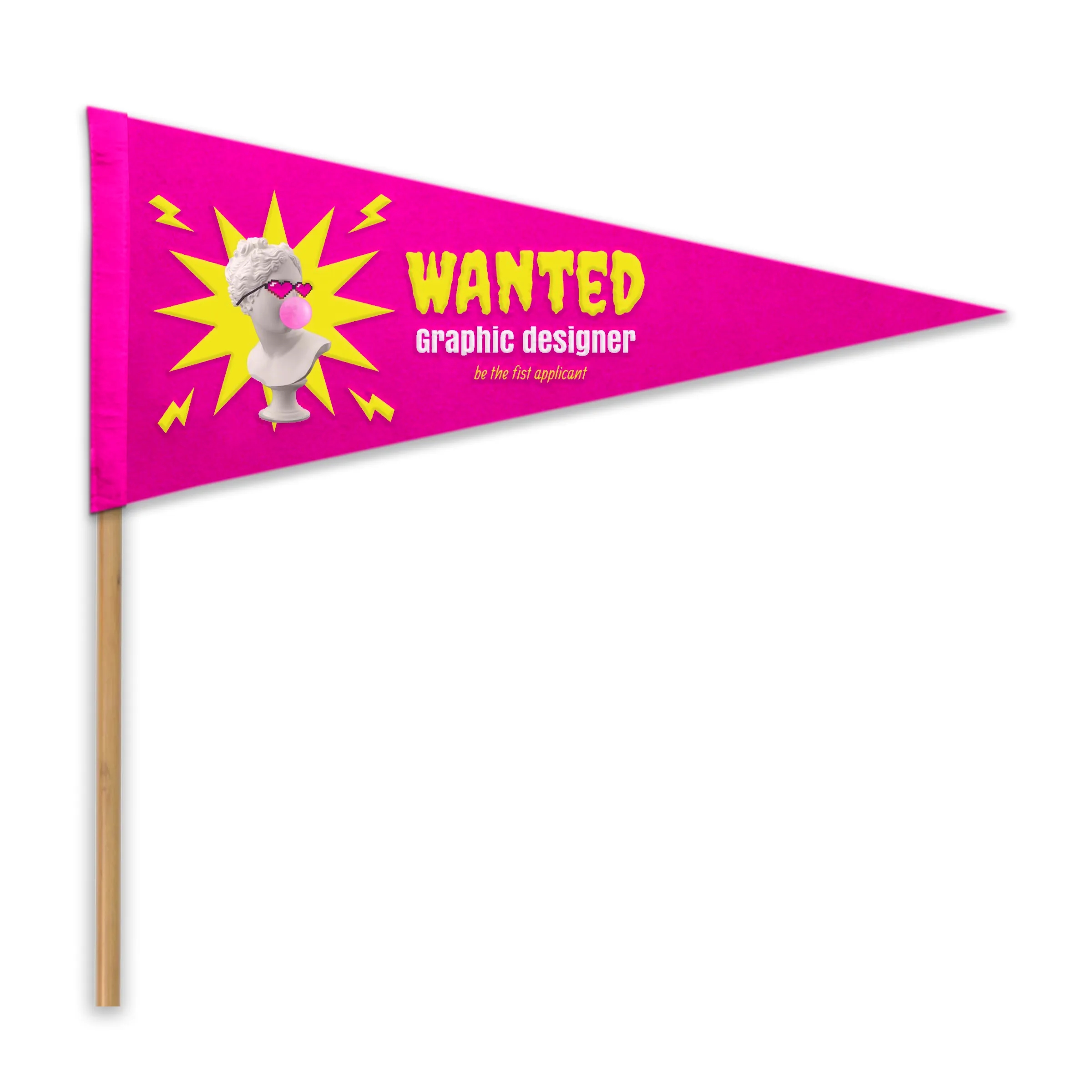 12" x 30" Acrylic Felt Pennant with Wood Pole - Silk Screen 2