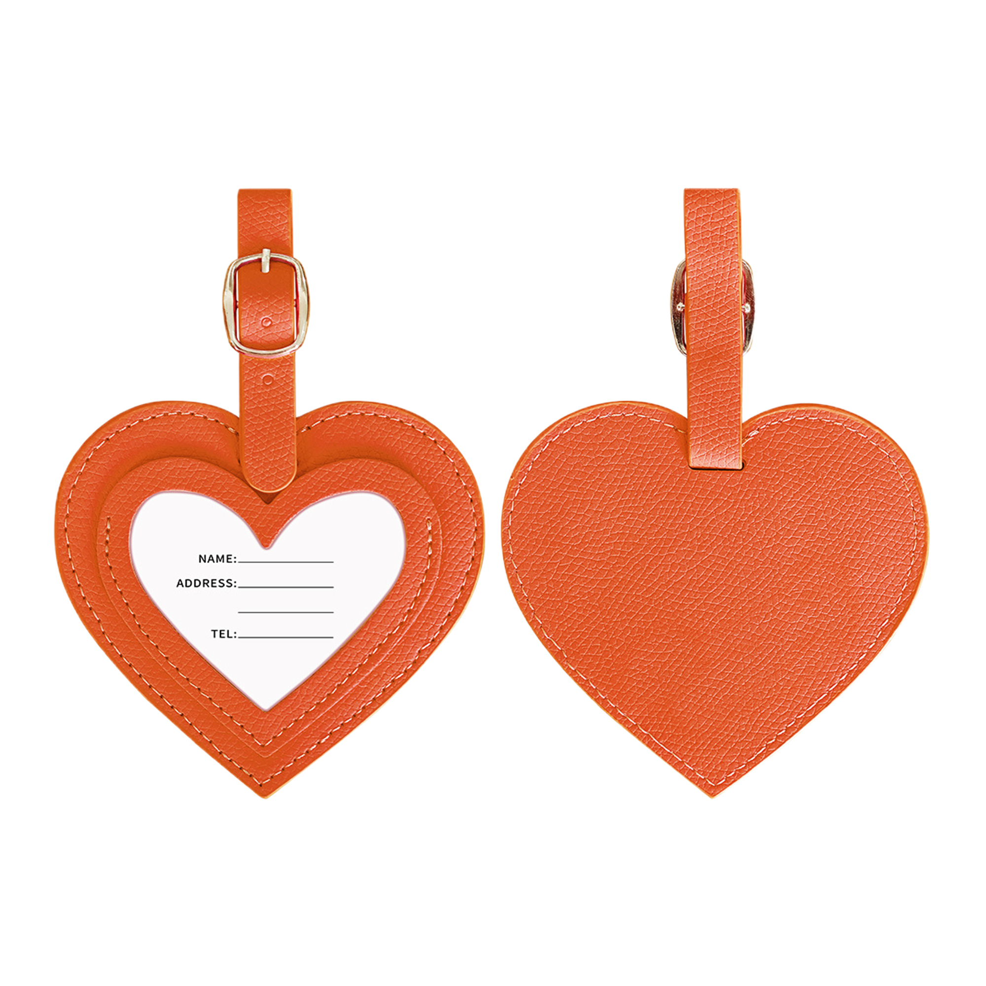 Heart-Shaped PU Luggage Tag - Durable 2