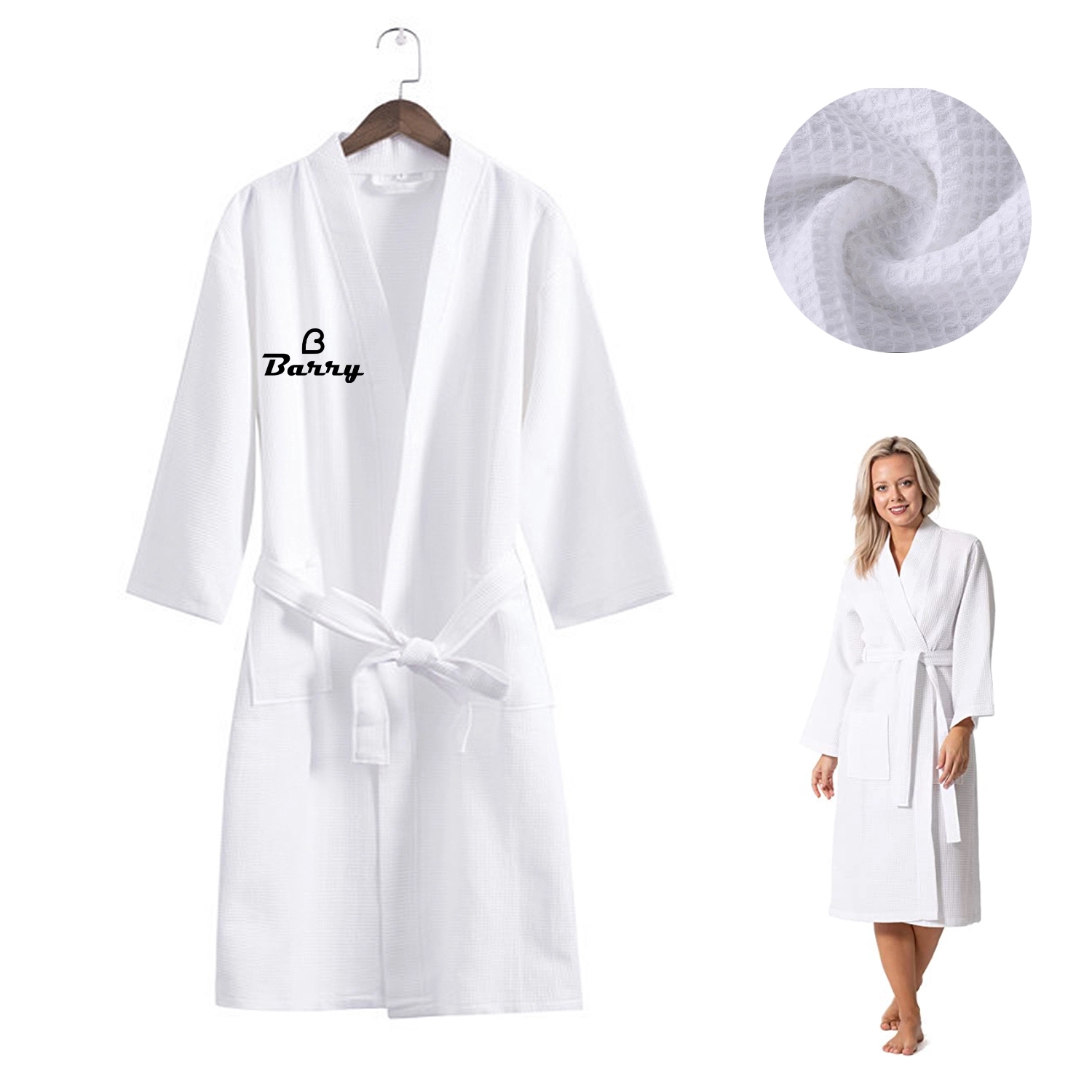 Soft Cotton Waffle Bathrobe 2