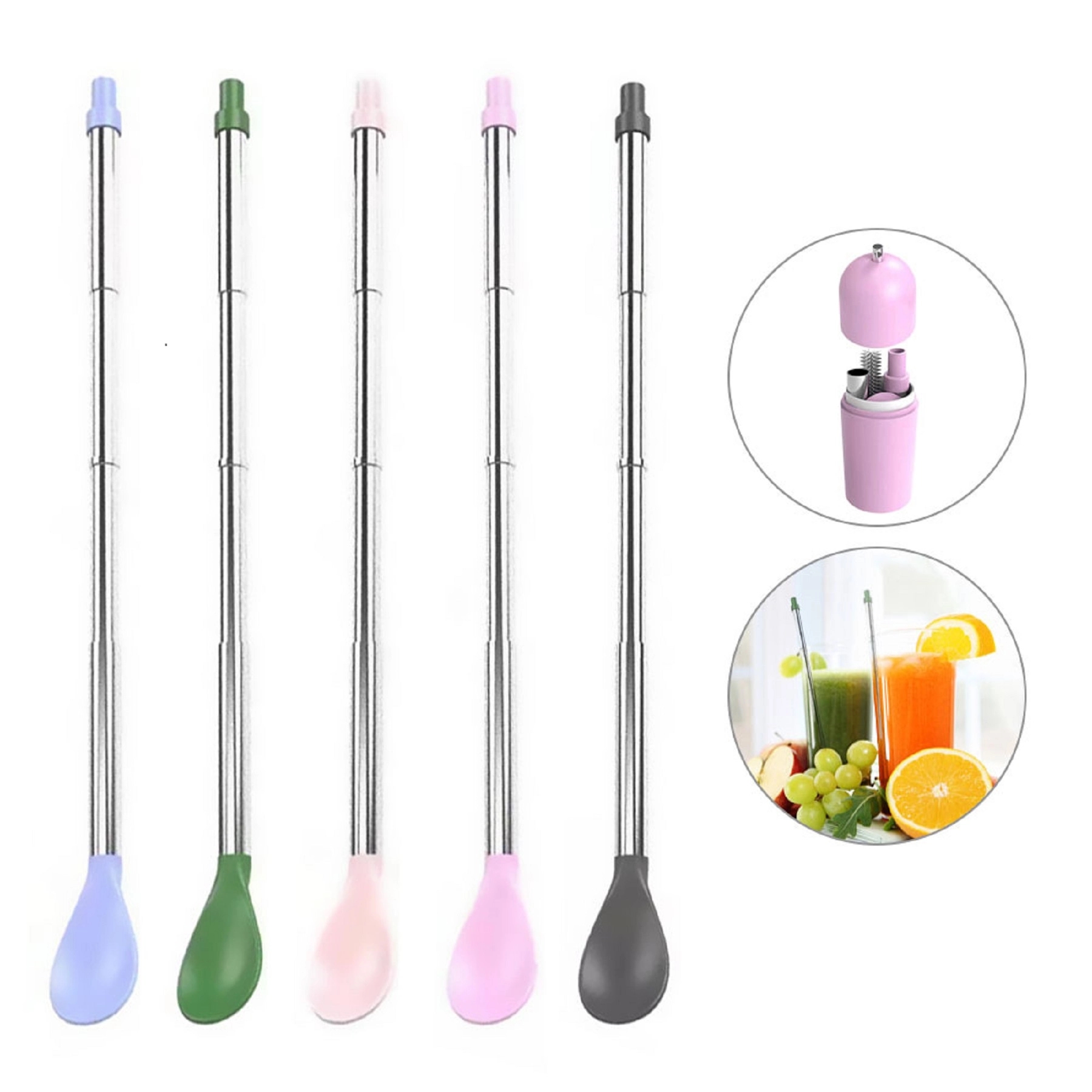 Telescopic Straw Spoon with Hard Case 2