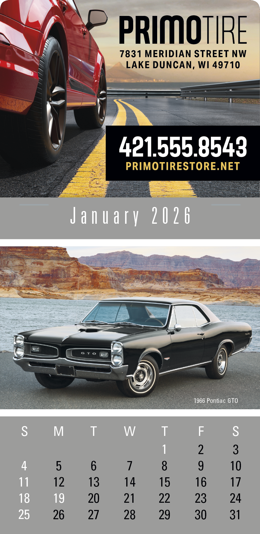 4C Press-N-Stick Header Cruisin’ Cars Calendar 13-Month