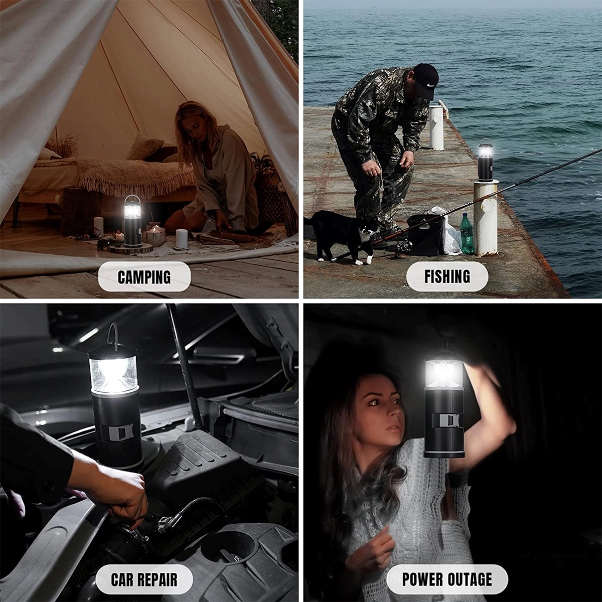 LED Camping Lantern with Flashlight Tools Kit 4