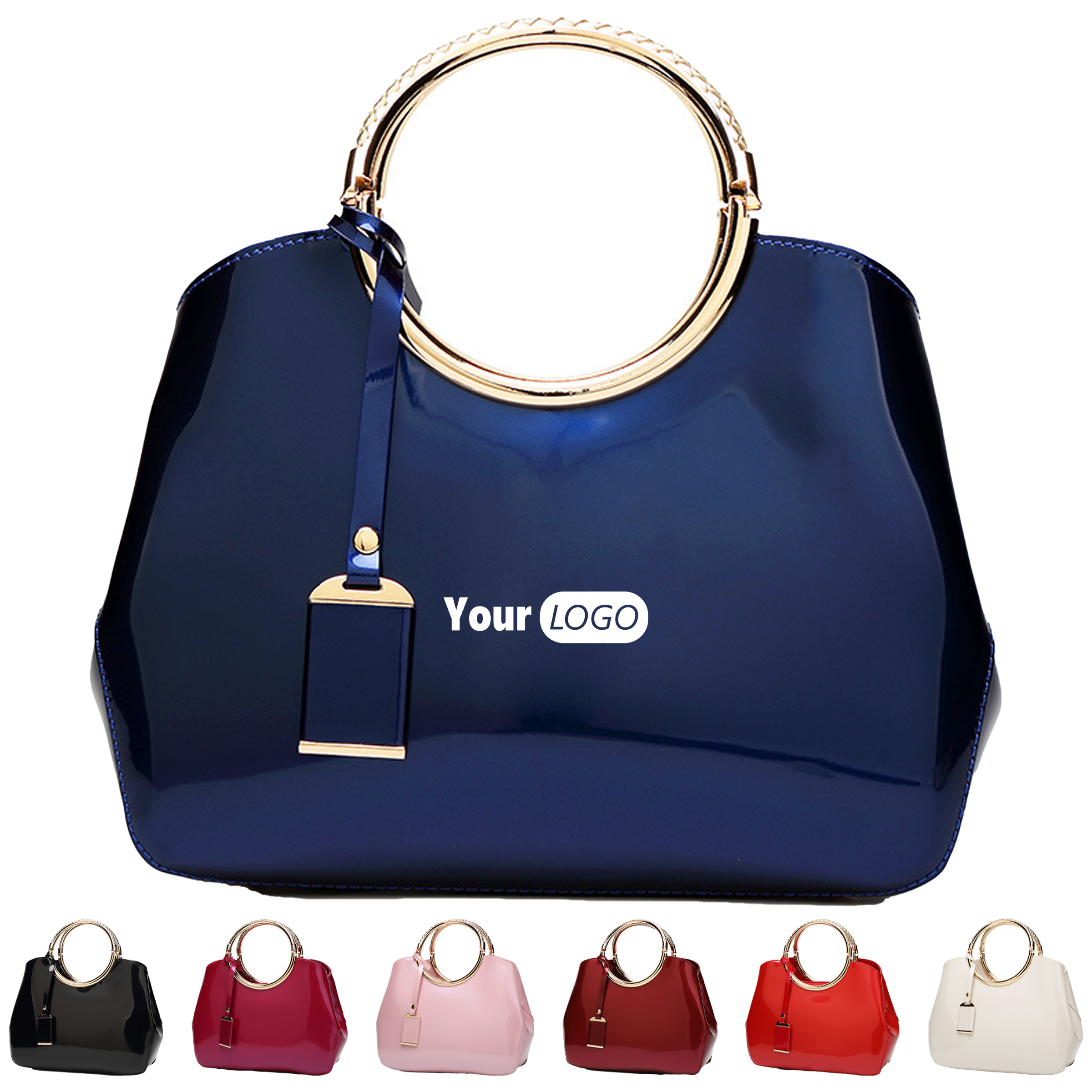Pu Solid Color Glossy Handbag 6