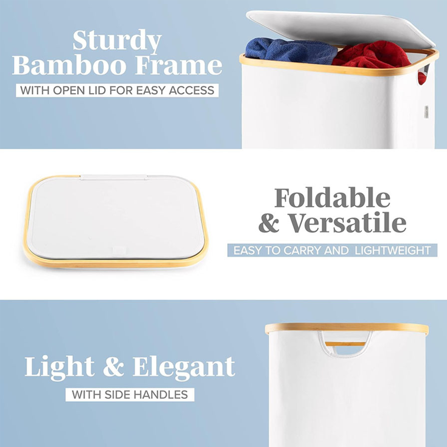 Narrow-Sided Foldable Oxford Fabric Laundry Hamper w/ Lid 5