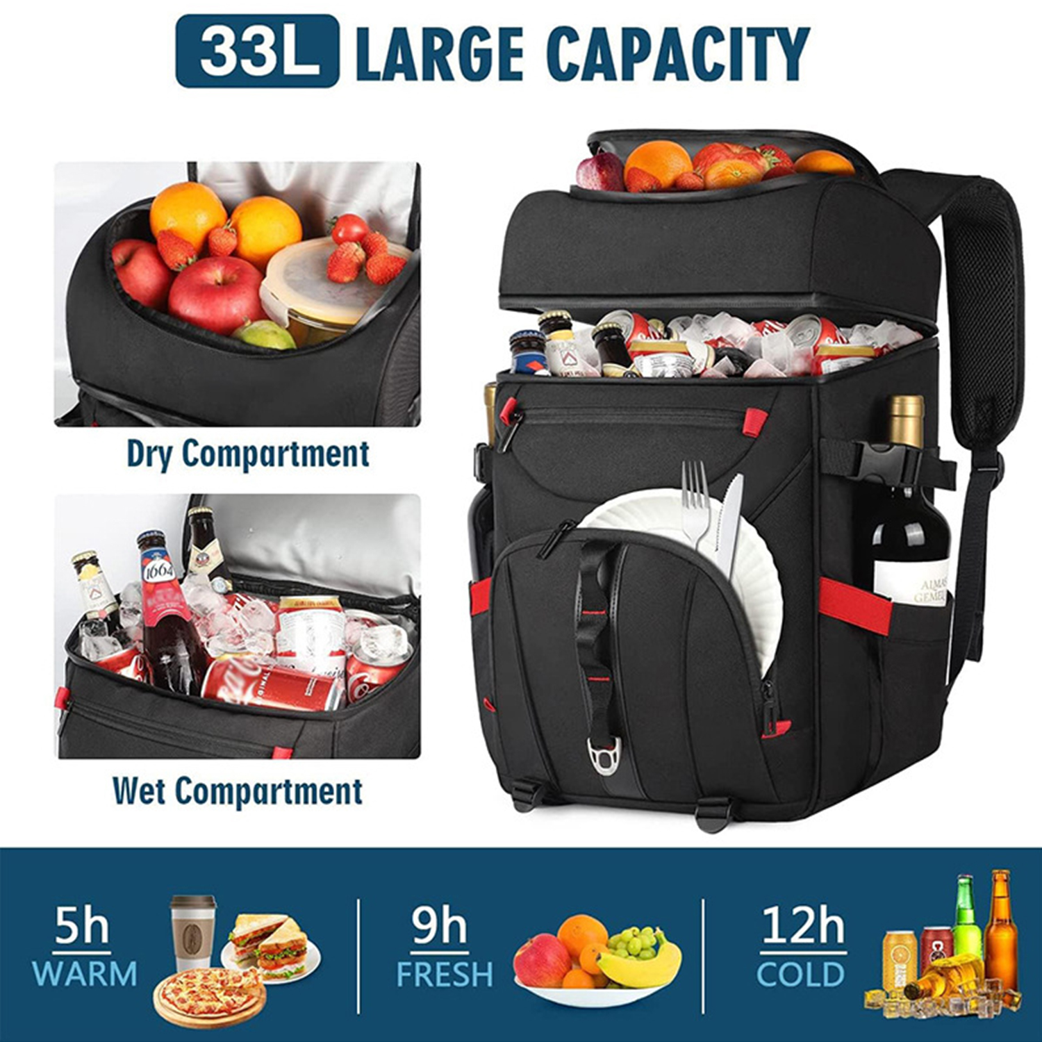 Backpack Cooler Insulated Leak ProofLarge Lunch Bag 2