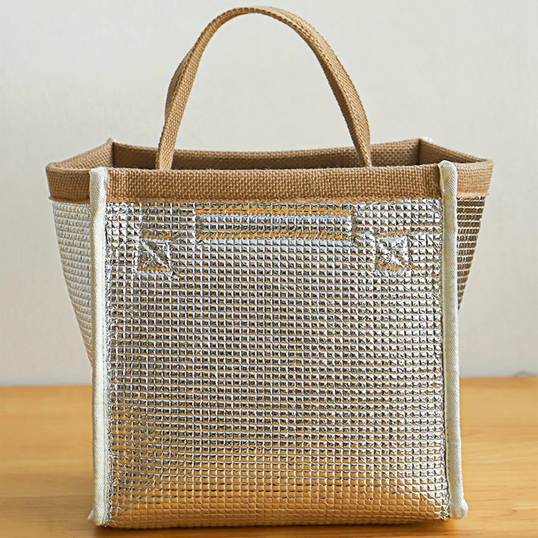 Jute Large Capacity Insulated Handbag 8