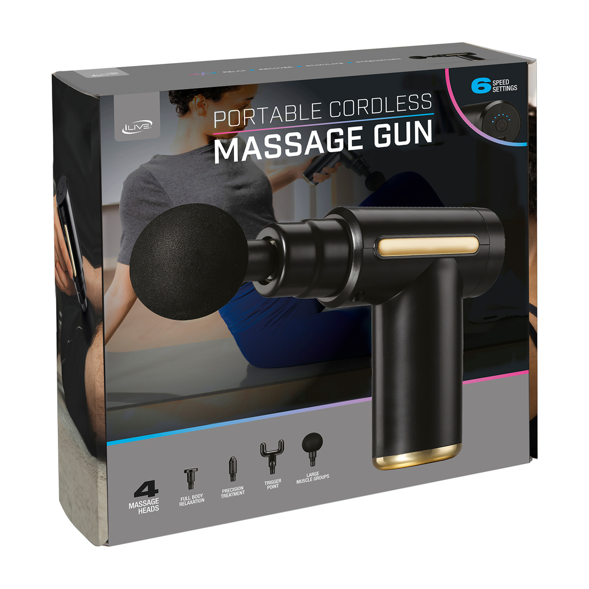 iLive™ Portable Cordless Massage Gun 12