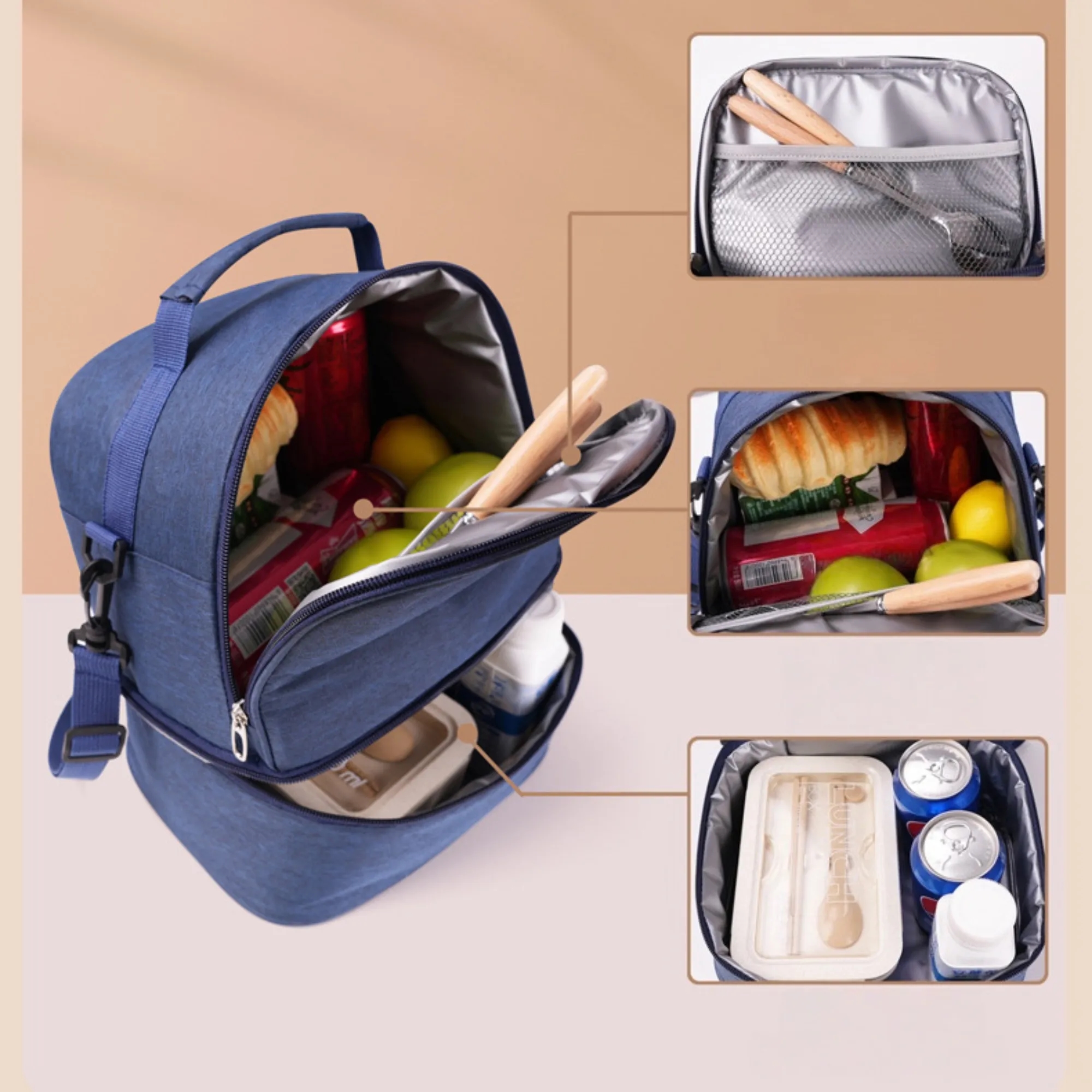 Double-Layer Insulated Bag With Shoulder Strap For students 3