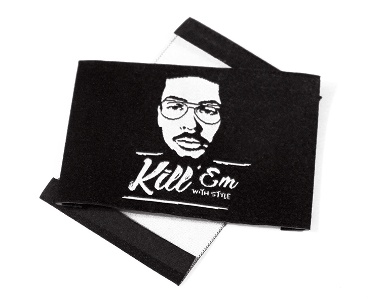 Custom 50 Denier Damask Embossed Reflective Woven Labels 1
