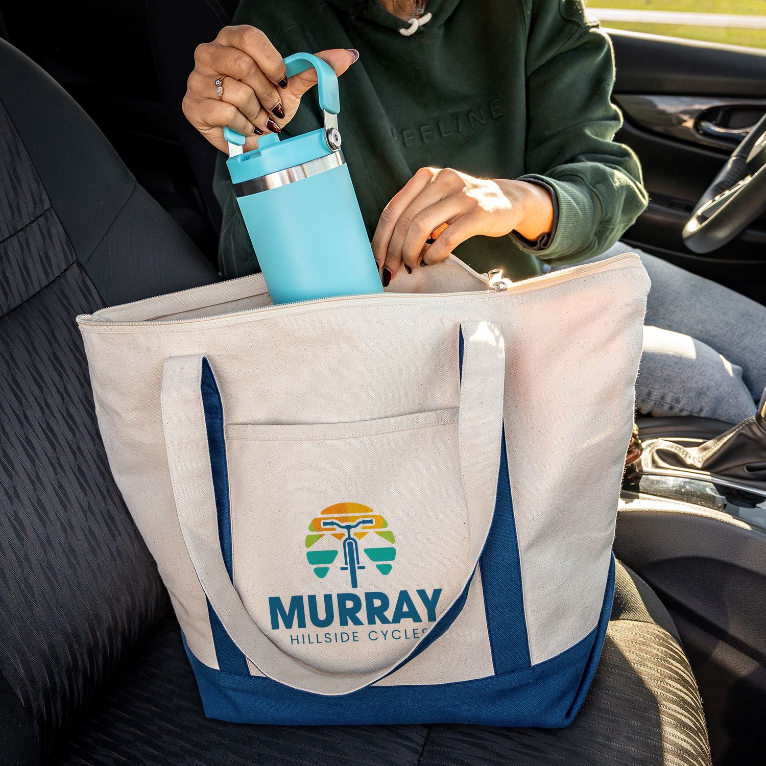 FULL COLOR SARATOGA ZIPPERED COTTON BOAT BAG