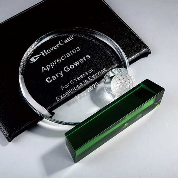 Diamond Cut Round Crystal Golf Awards 3