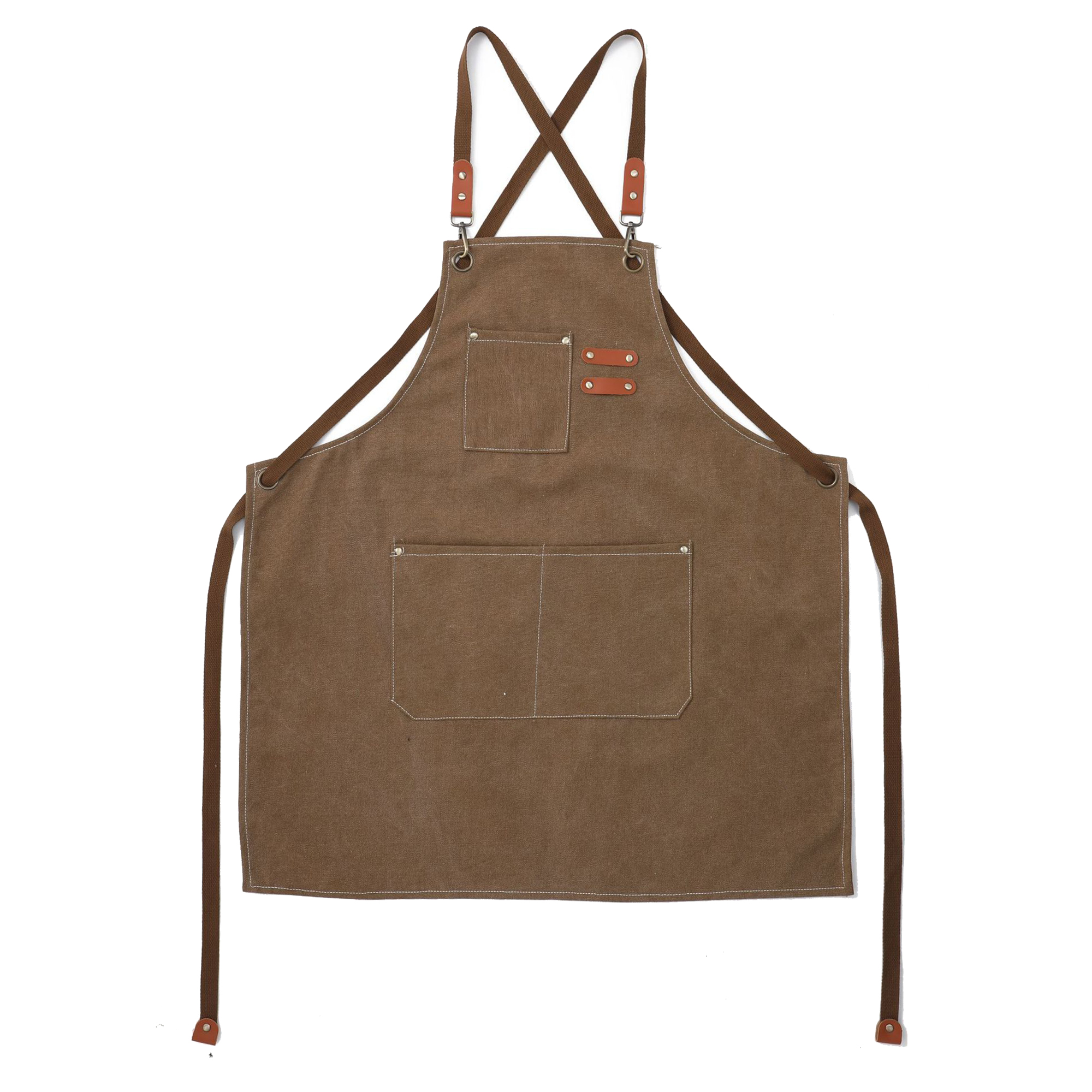 Heavy Duty Canvas Cross Back Apron With Pockets 14