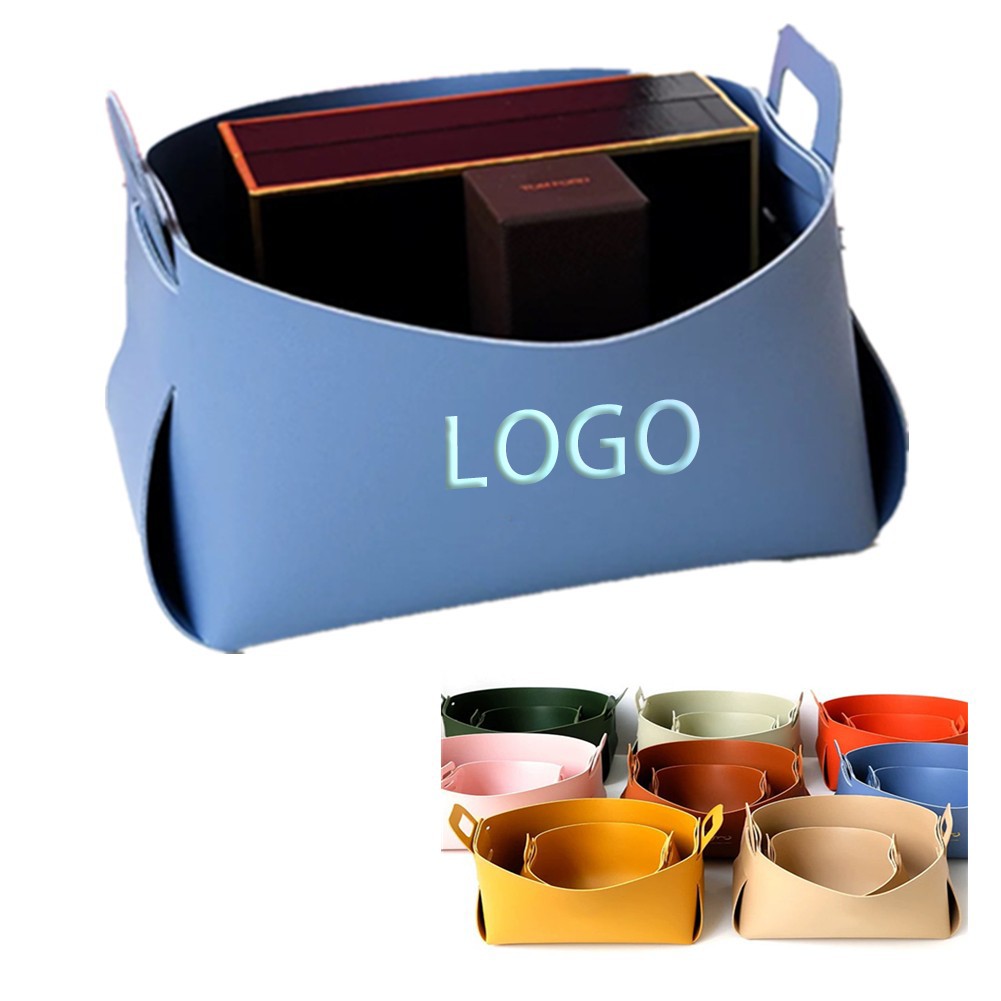 Leather Organizer Storage Box With Handle 2