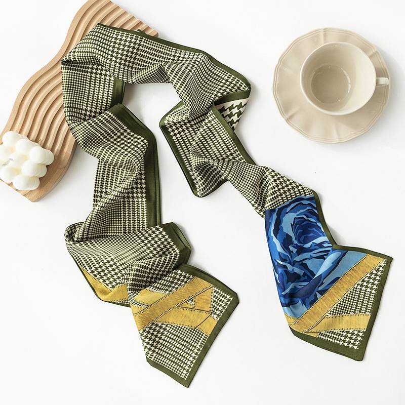 Check silk-like scarves 7