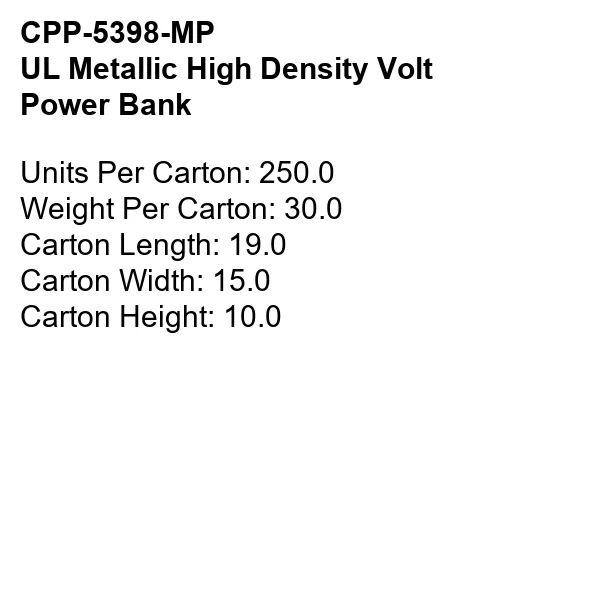 UL METALLIC HIGH DENSITY VOLT POWER BANK 6