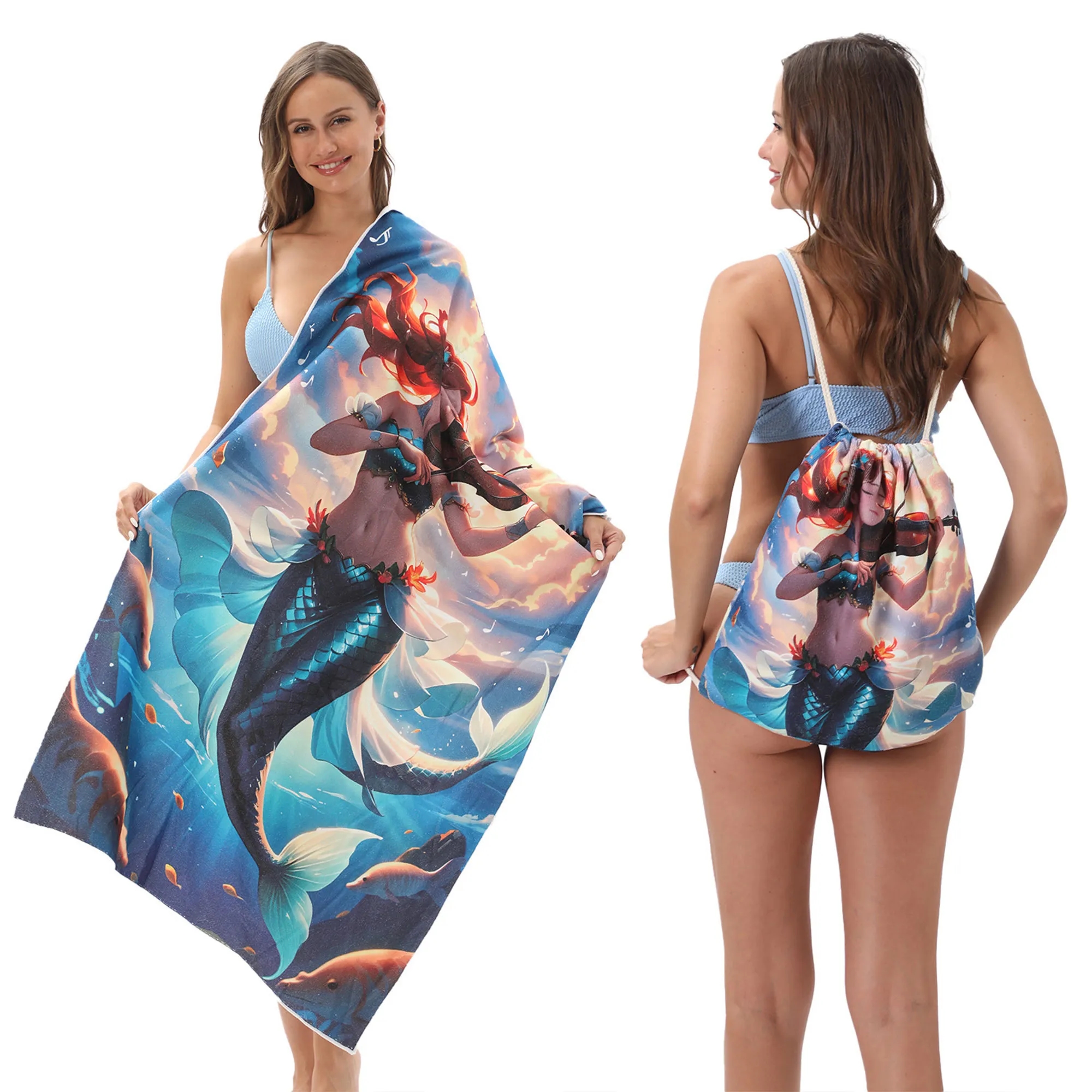 Versatile 2-In-1 Foldable Beach Towel With Storage Bag 5