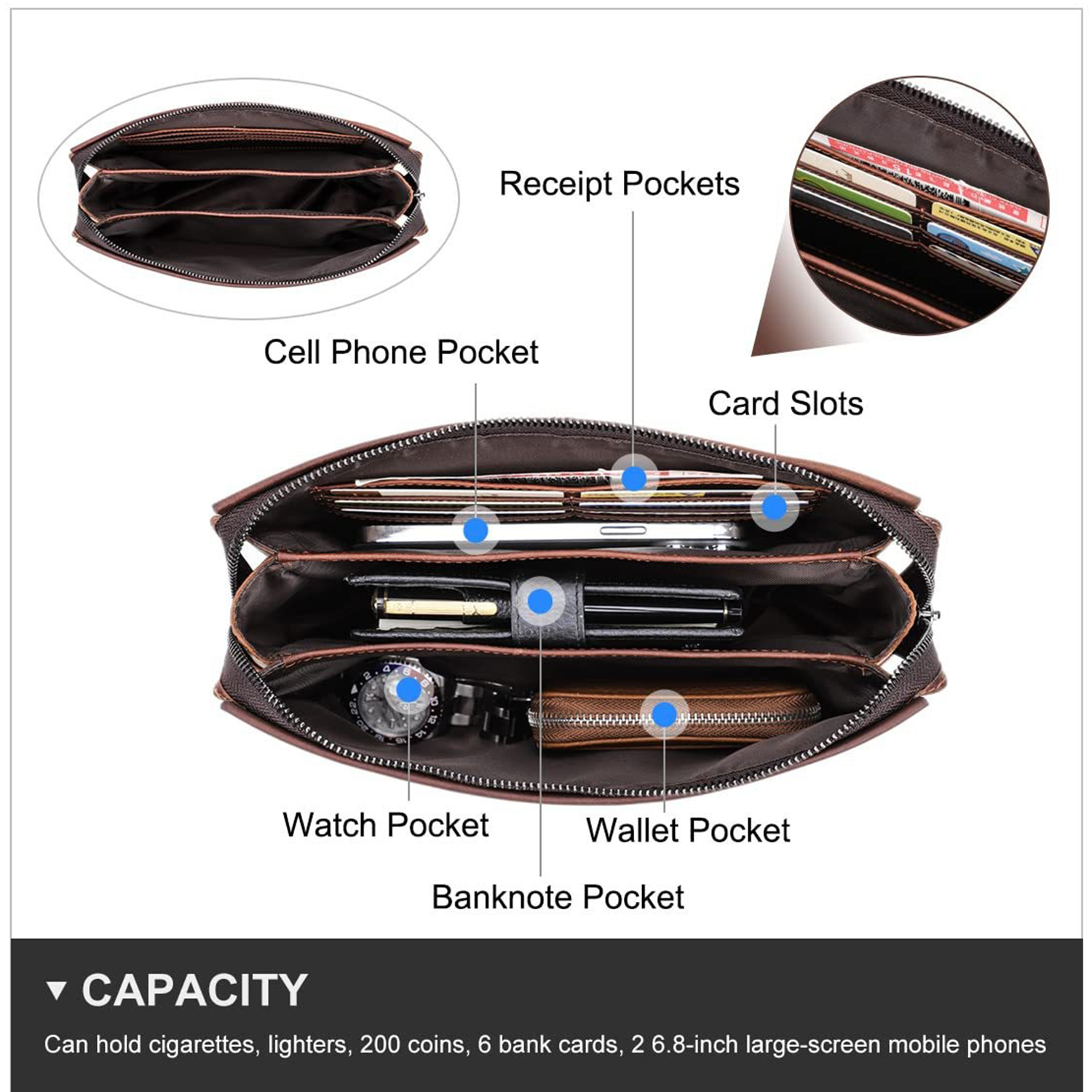 Genuine Leather Clutch Purse Bag For Man 6