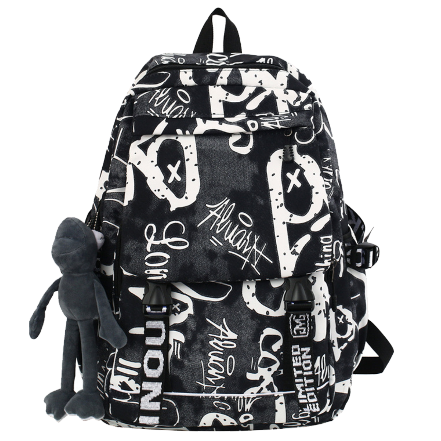 Waterproof Nylon Travel Spacious Backpack w/ Plush Pendant 6