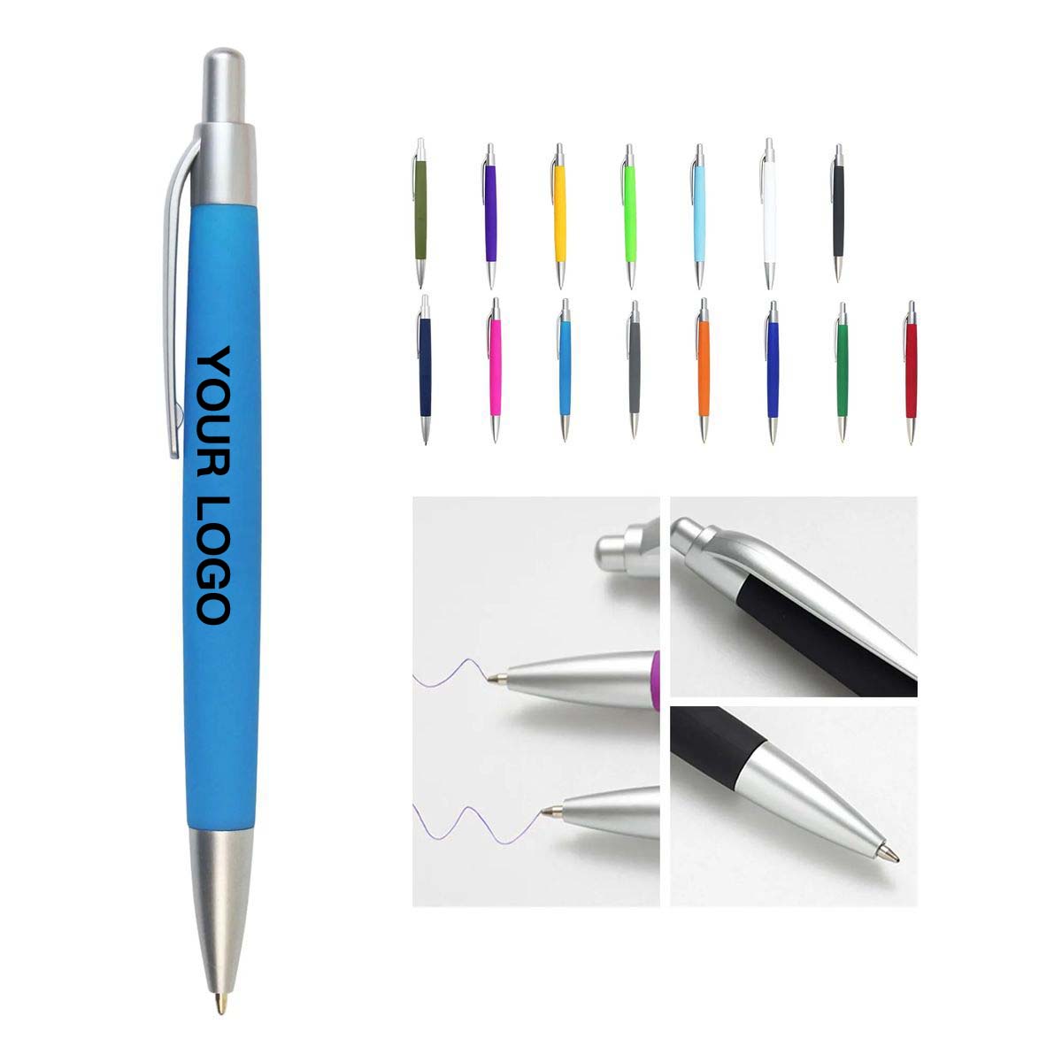 Plastic Ballpoint Pen with Soft Grip Smooth 9