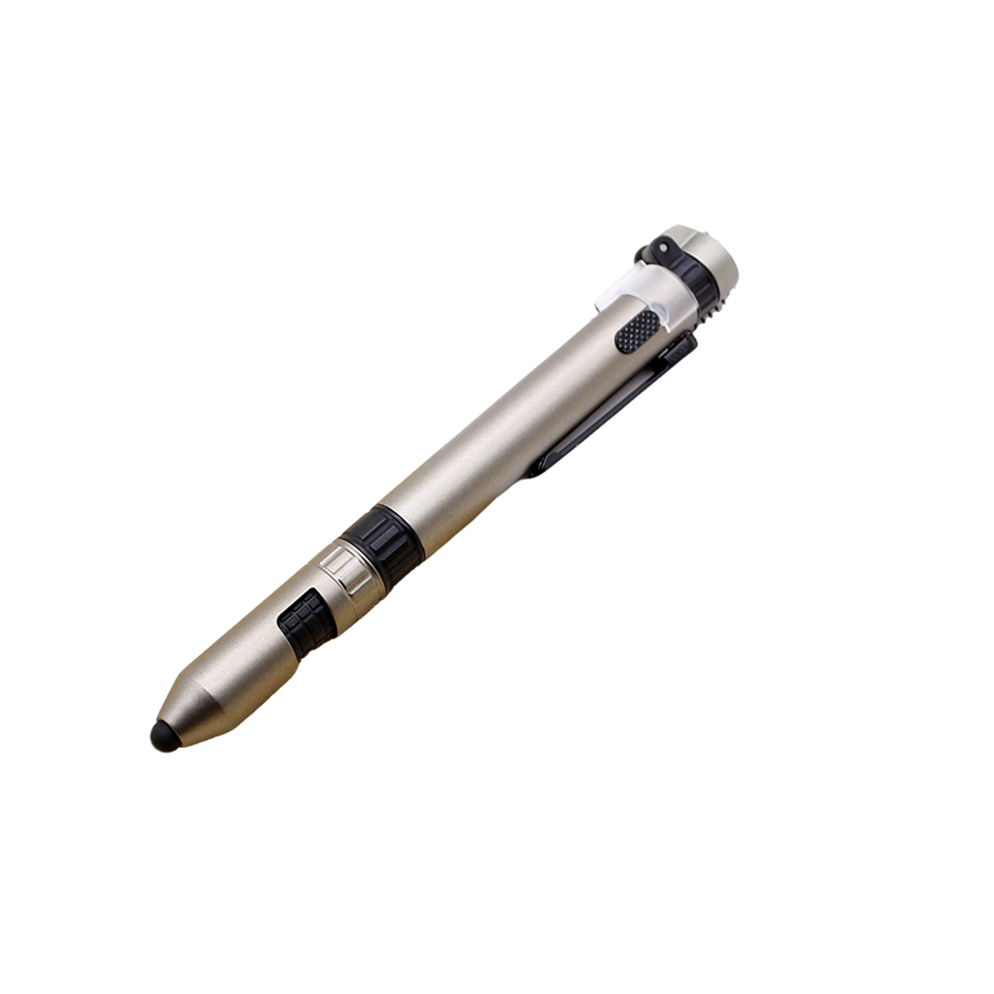 Six Function Utility Pen 5.9" With Stylus Phone Stand LED Compass 8