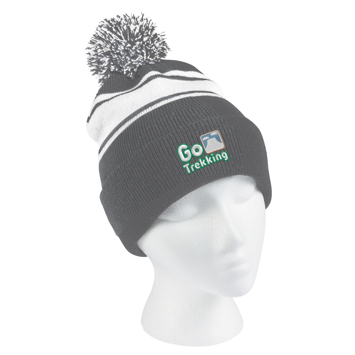 Two-Tone Knit Pom Beanie With Cuff 29