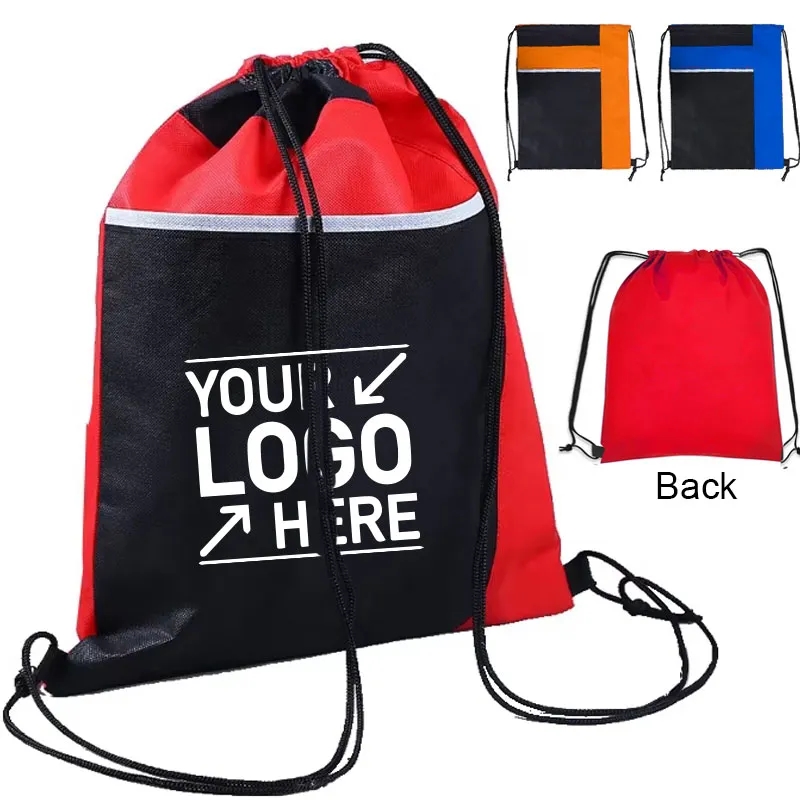 Non-Woven Drawstring Backpack With Large Front Pocket 2