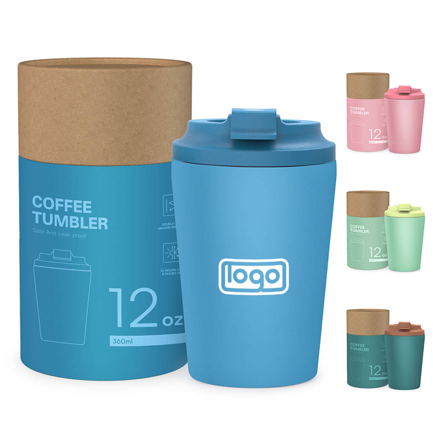 12oz Portable Flip Cover Stainless Steel Insulated Tumbler 2