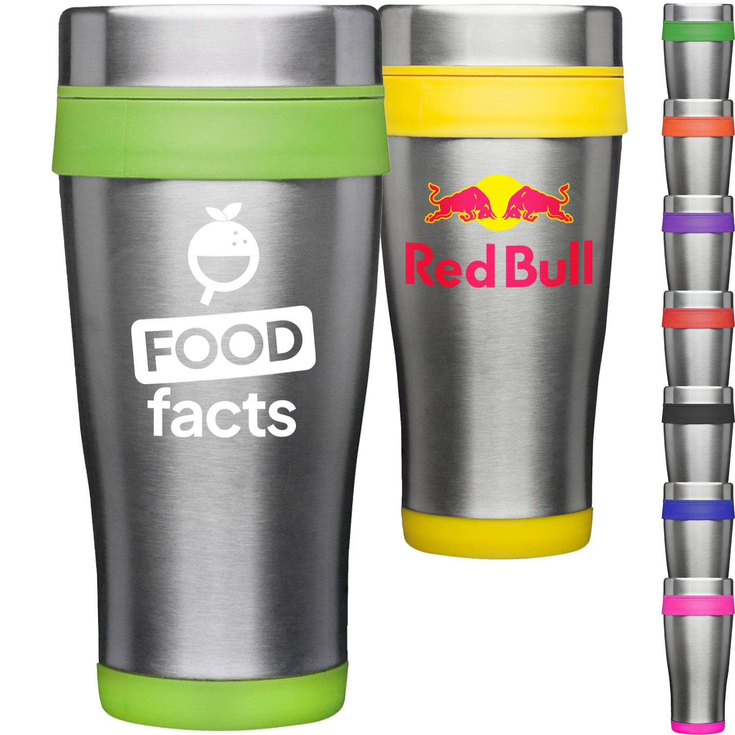 16 oz Curved Steel Acrylic Tumbler w/Slide Lock Color Accent 2