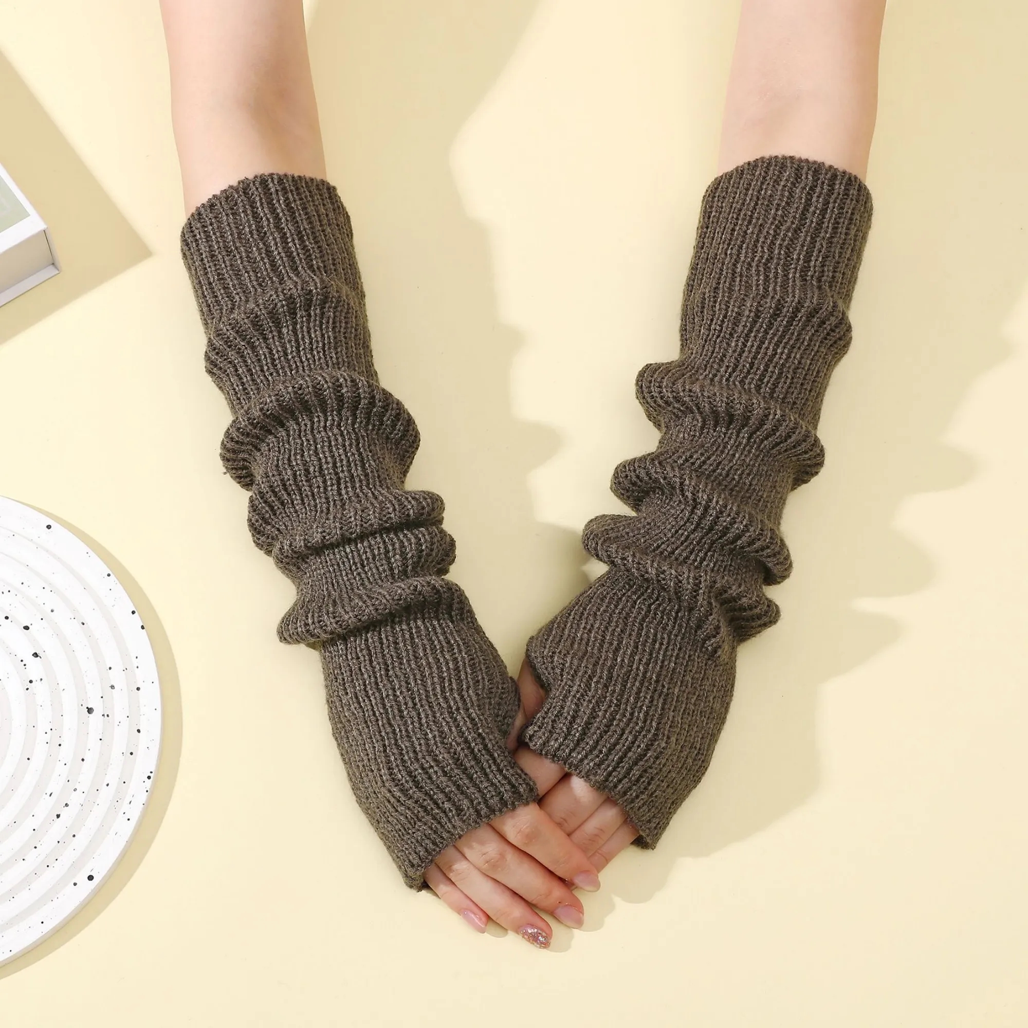 Long Fingerless Knit Winter Arm Warmers 28
