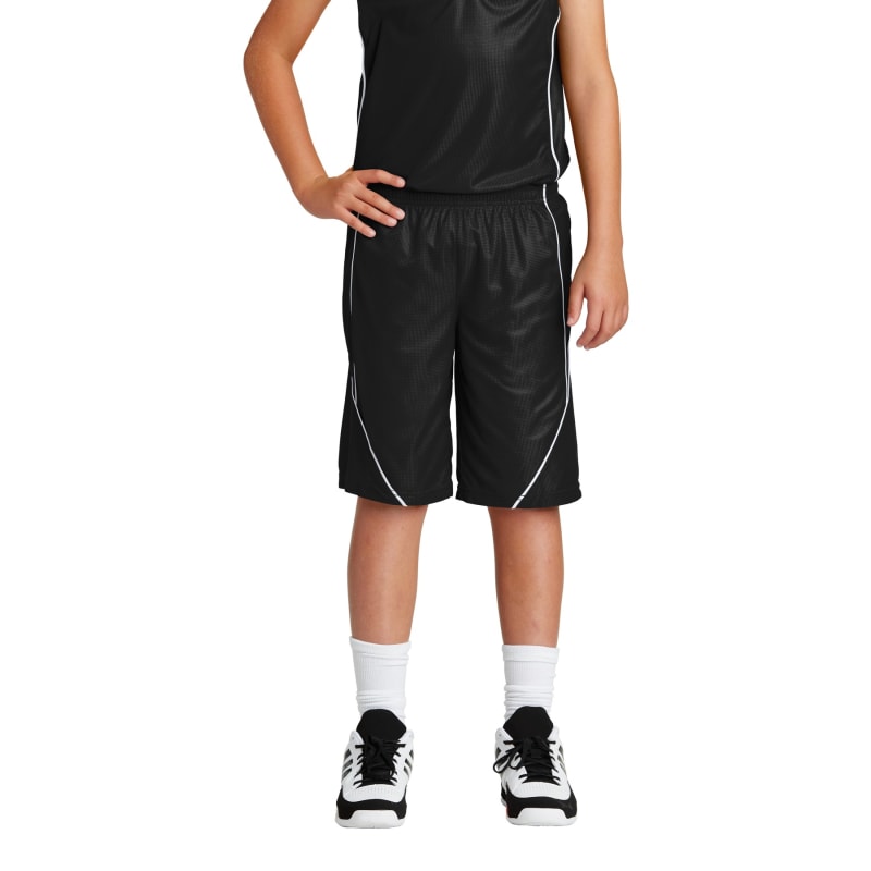 Sport-Tek Youth PosiCharge Mesh Reversible Spliced Short. 7