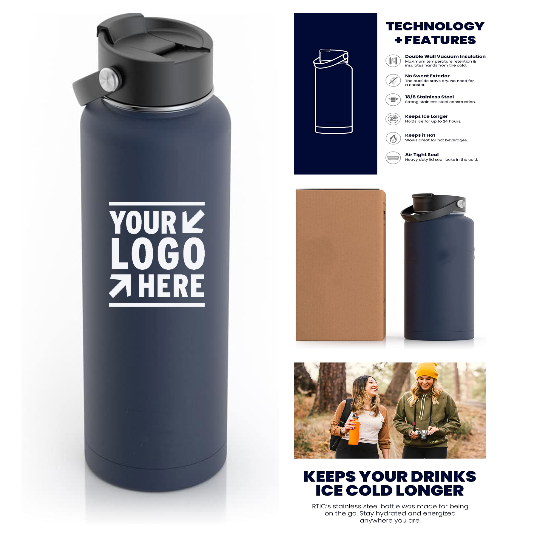 Vacuum BPA Free Reusable Leak-Proof Thermos Flask Metal Stainless Steel Double Wall Insulated Bottle 2