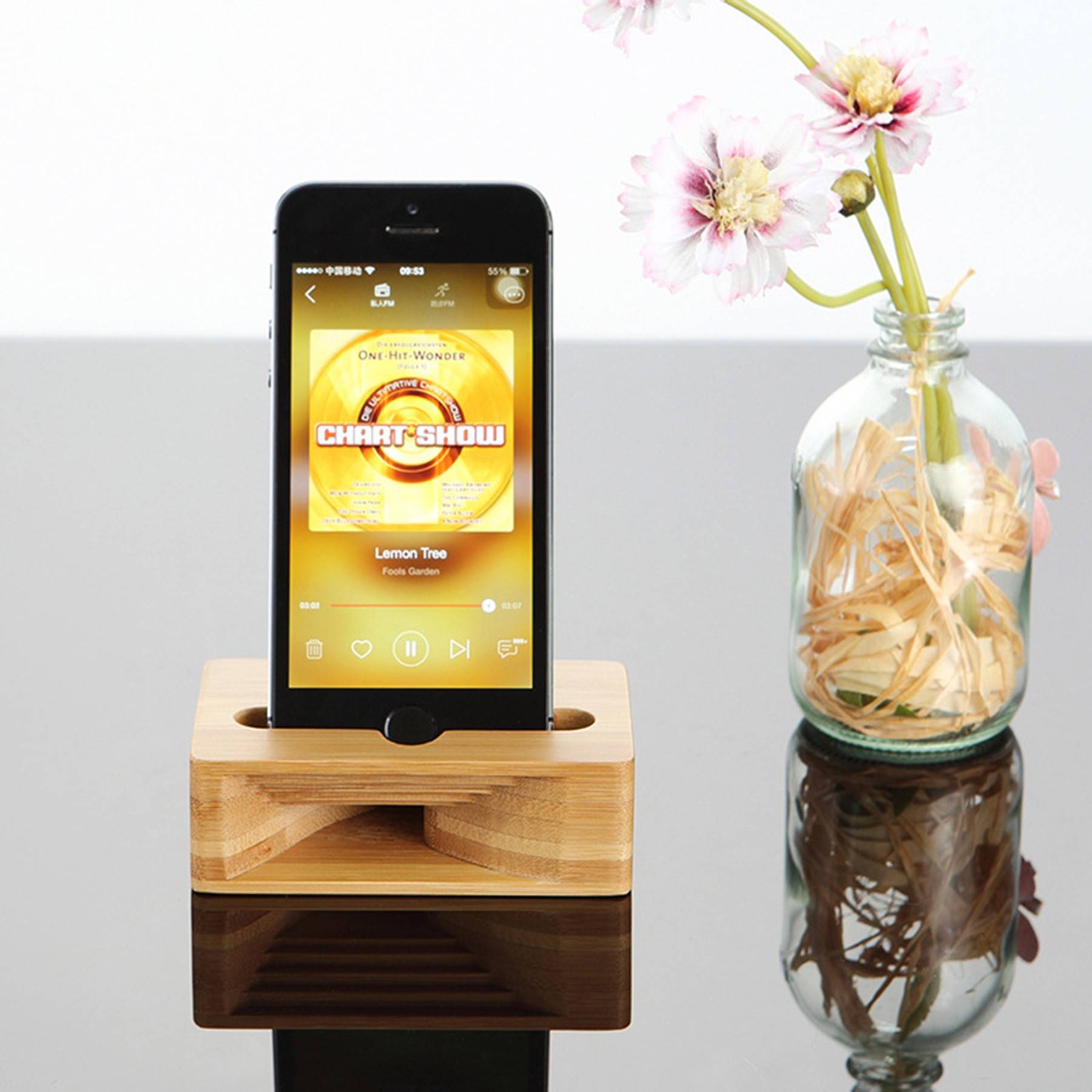 Bamboo Wooden Desktop Mobile Phone Speaker Holder 3