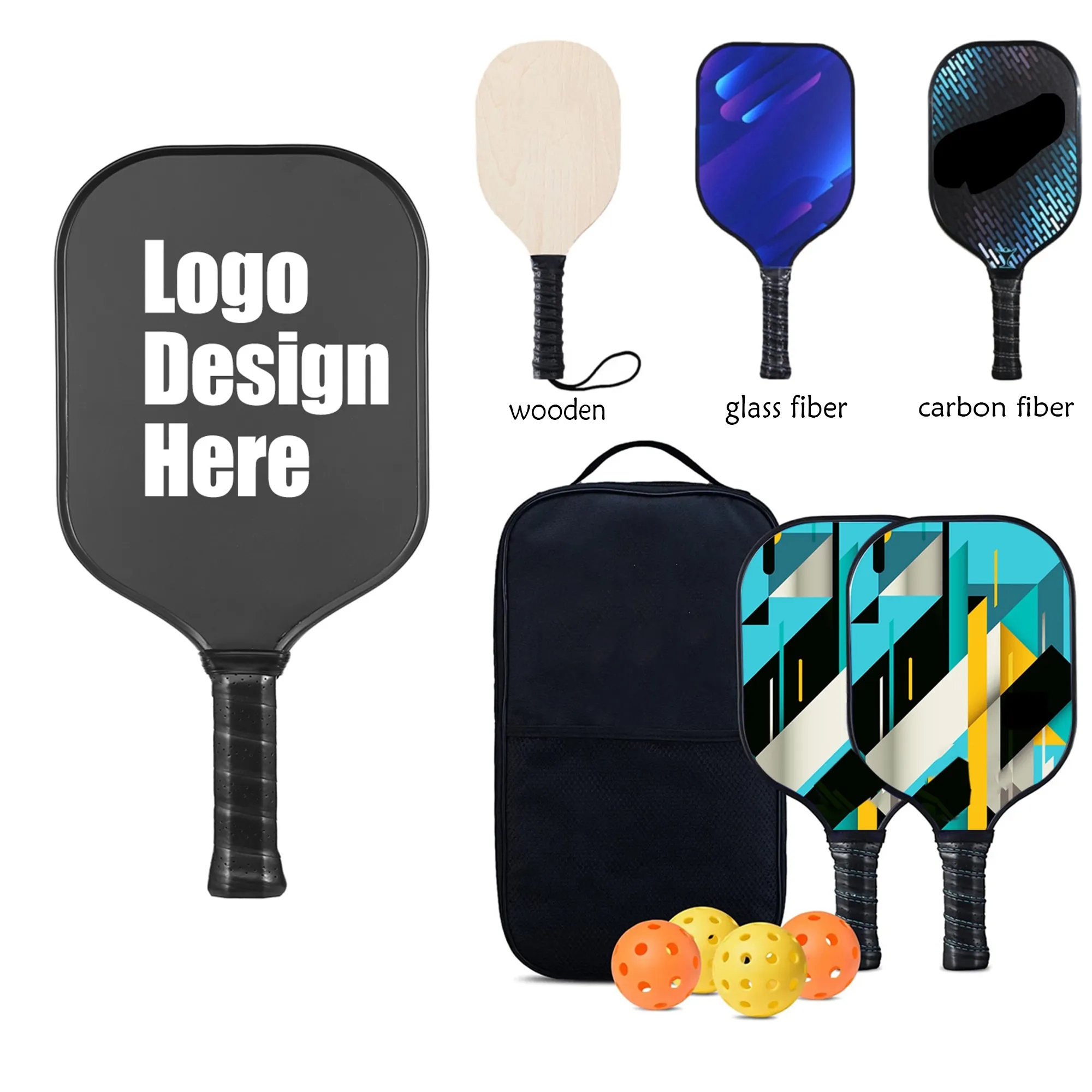 Fiberglass/Carbon Fiber/Wooden Pickleball Racket Paddle 3