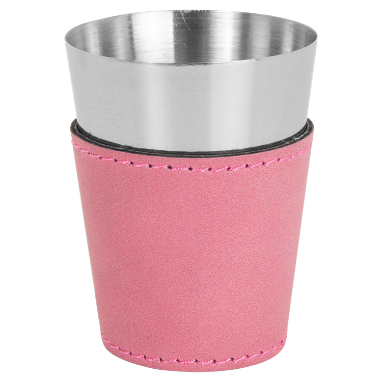 2 oz. Pink Leatherette & Stainless Steel Shot Glass 2