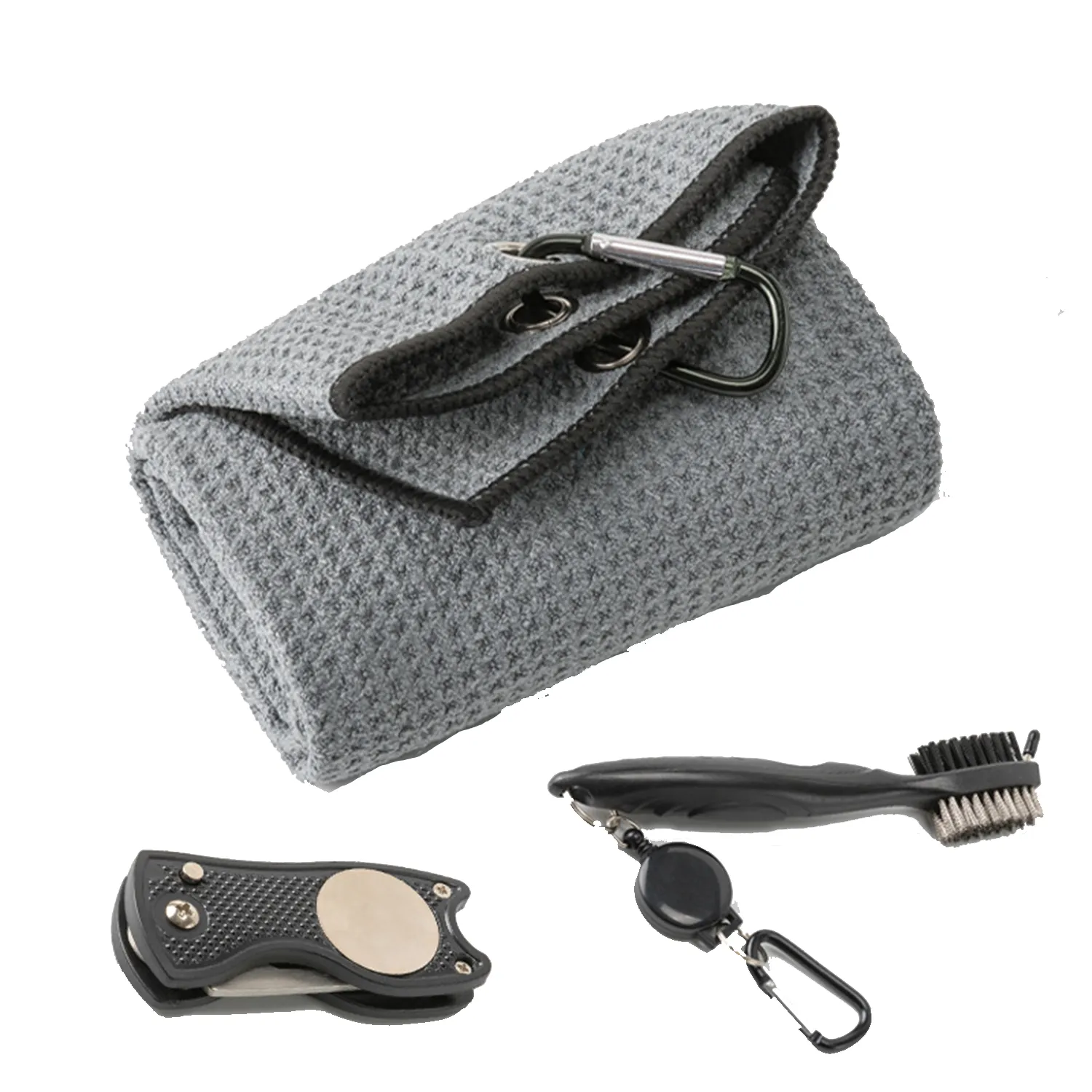 Golf Towel & Cleaner Brush & Divot Tool Set 3