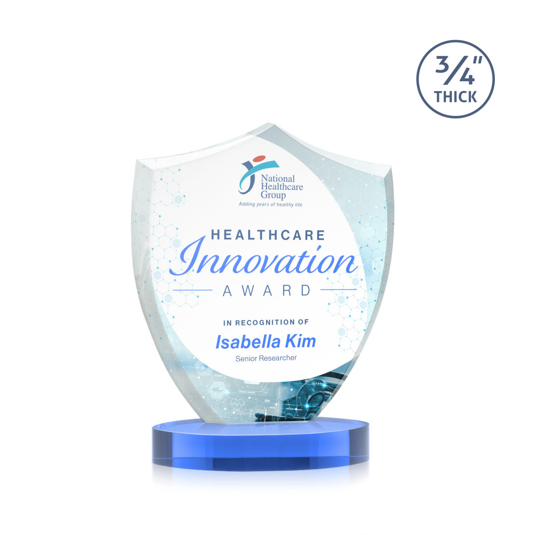 Scudo Shield VividPrint™ Award on Alberton Base - Sky Blue 7