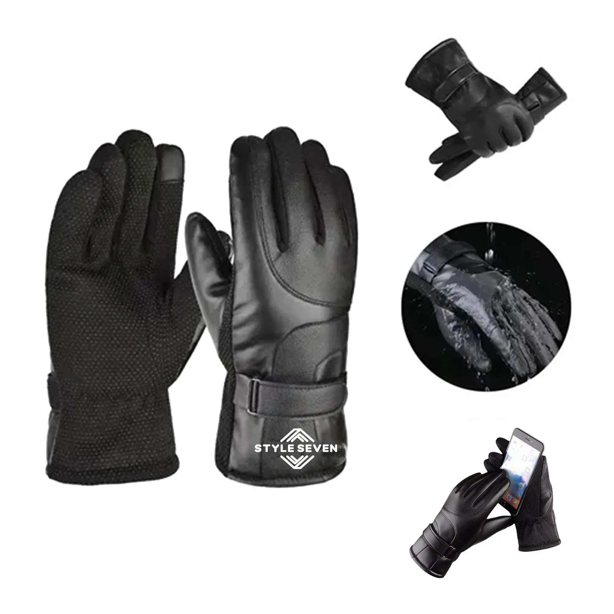 Leather Motorcycle Warm Gloves 3
