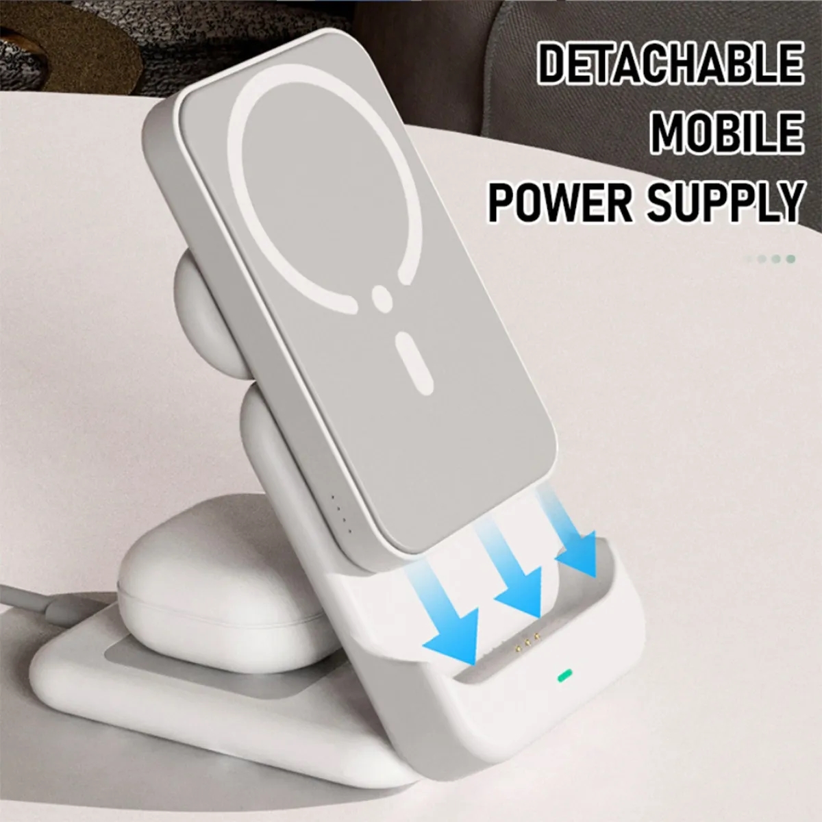 Foldable 3 In 1 Magnetic Power Bank With Stand For Iwatch 3