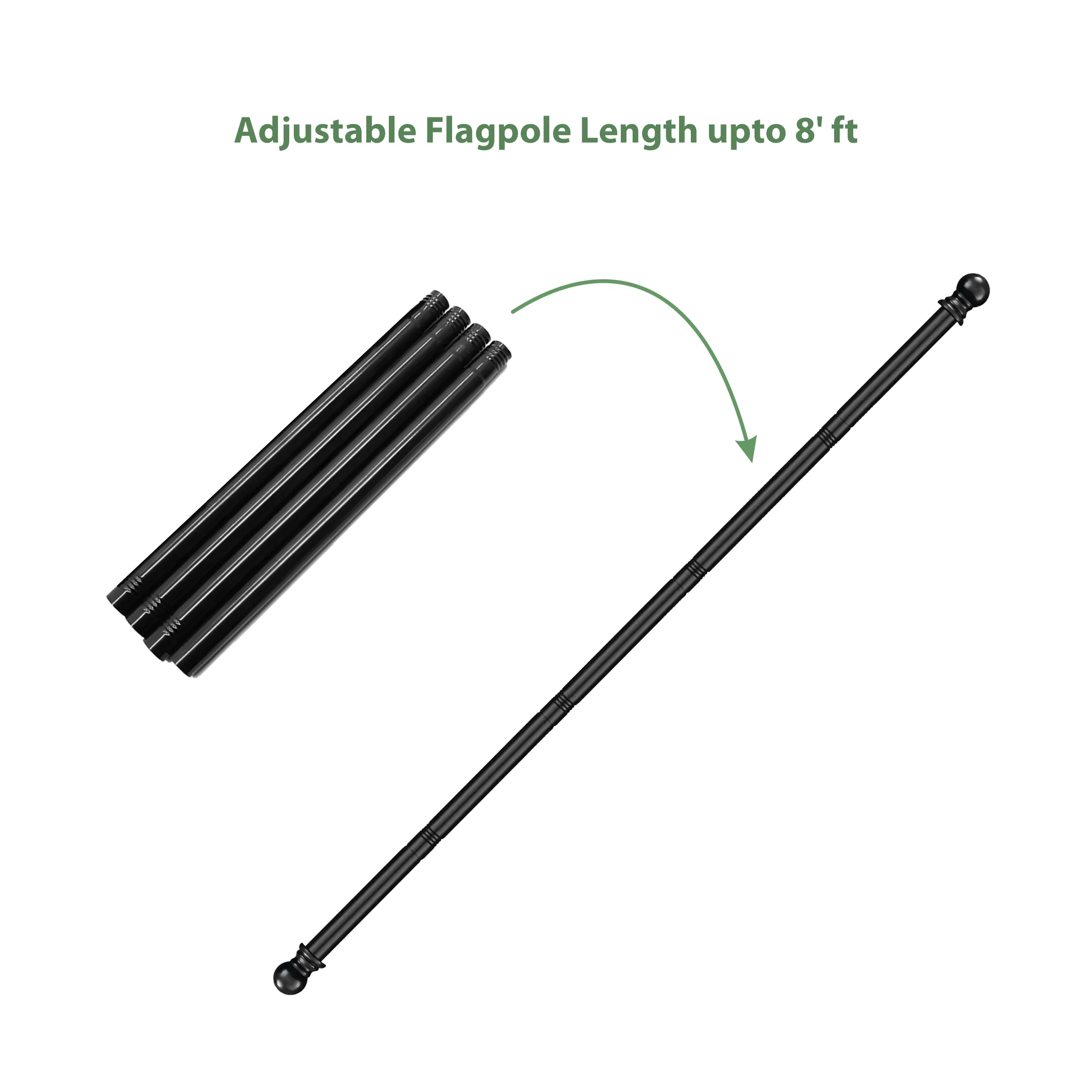 8' Flagpole with Ball Top Crown on both ends 5