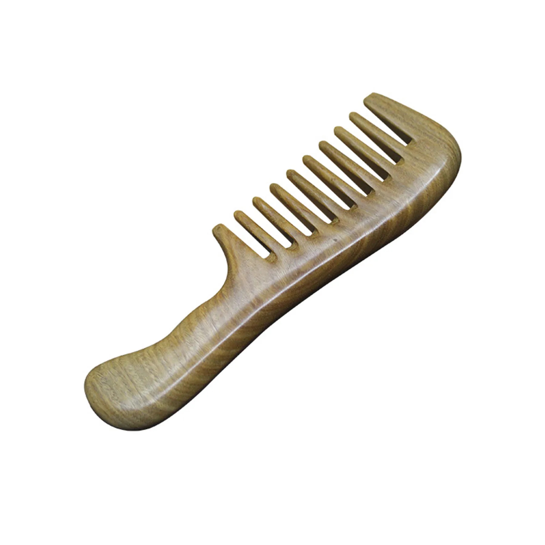 Natural Green Sandalwood Wide Tooth Hair Comb 3