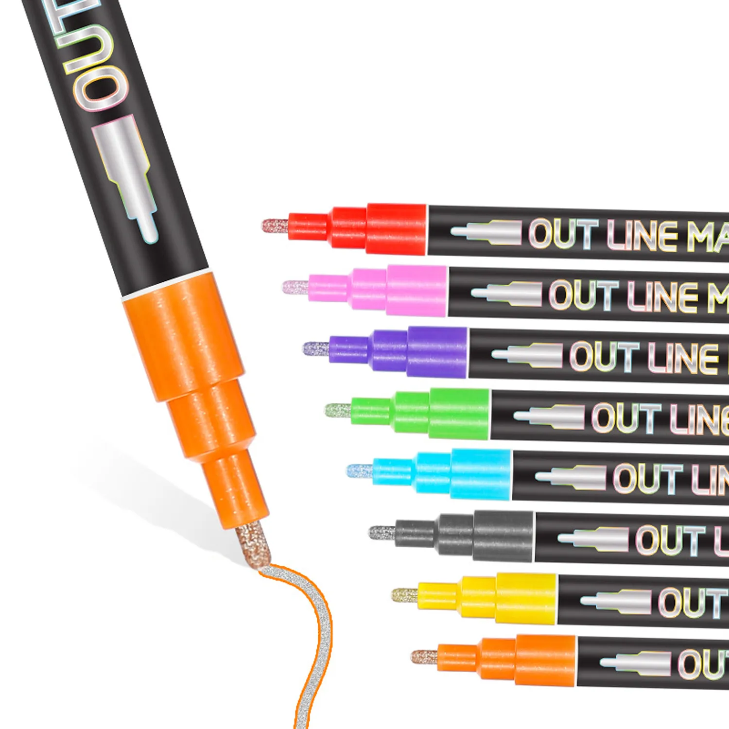 12 Colors Double Line Metallic Markers 2