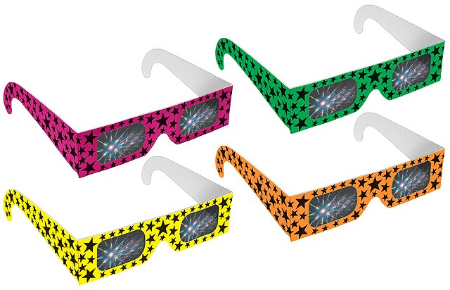 Fireworks Glasses - Assorted Neon w/ Stars - Stock Imprint 1
