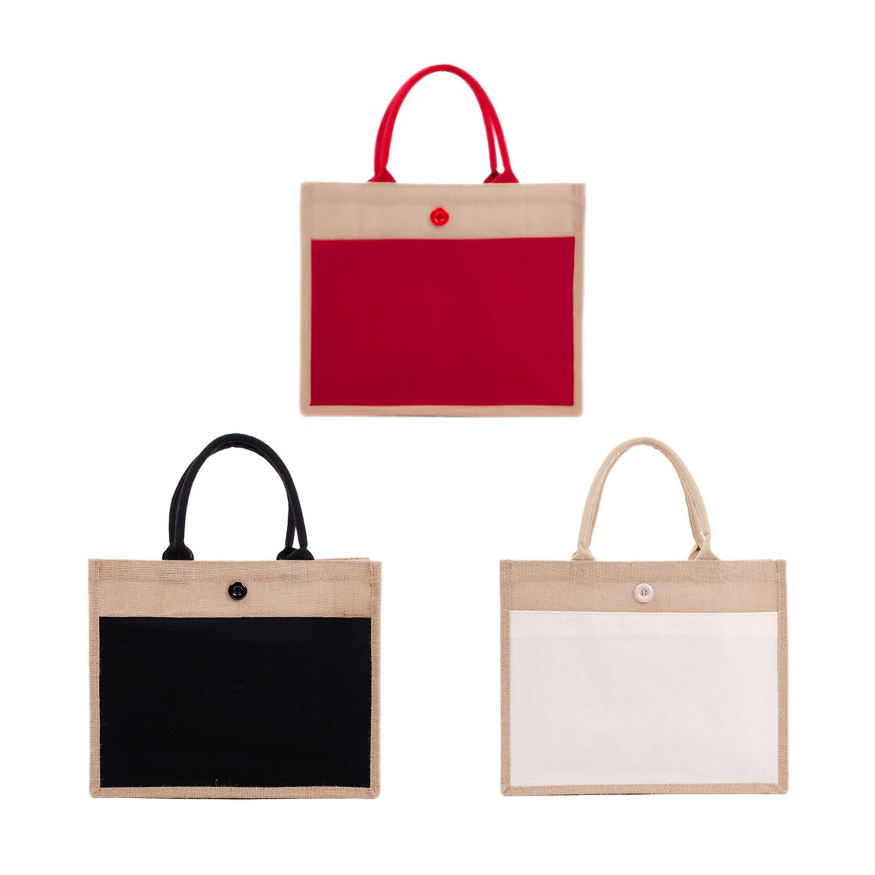 Beach Canvas Pocket Natural Jute Tote Bags, custom tote bag with logo imprint 5