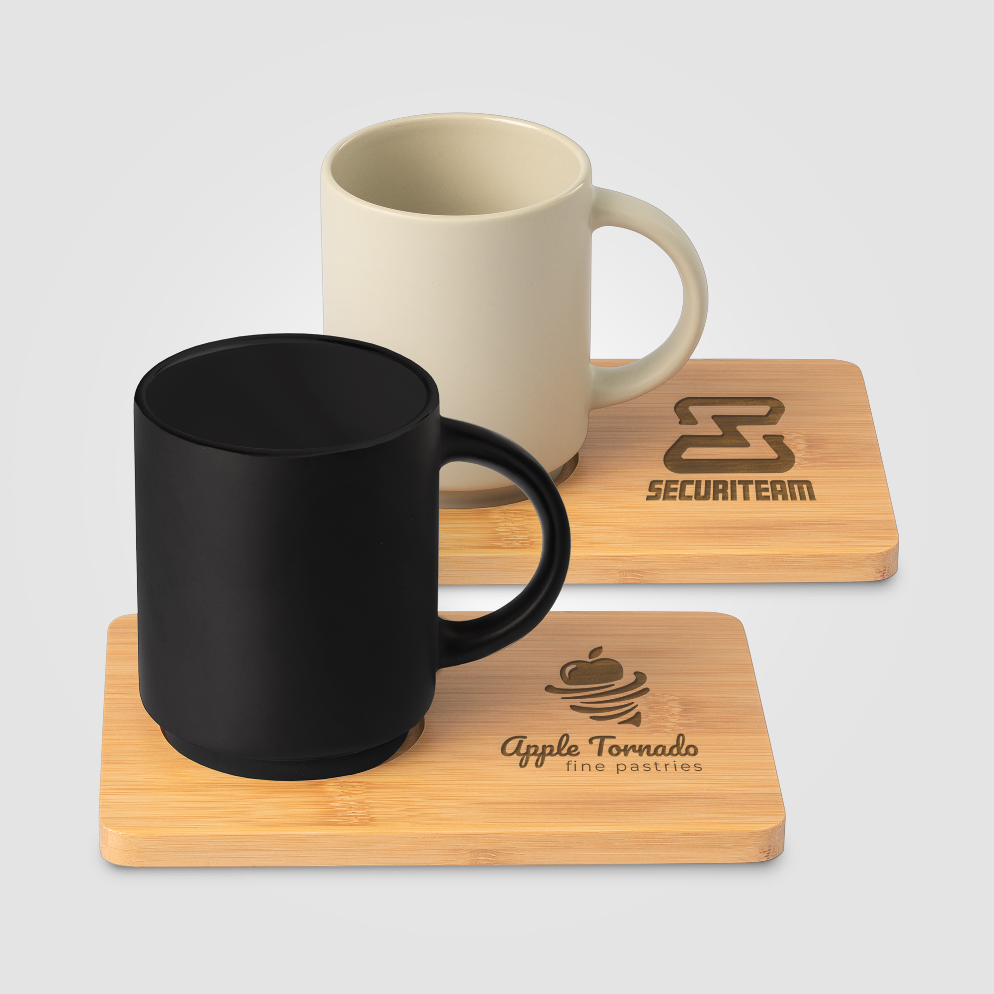 Café Duo - 11 oz. Ceramic Mug & Bamboo Board Set 9