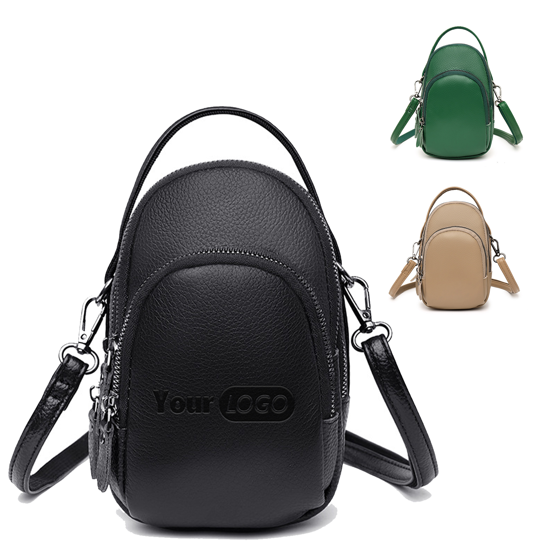 Leather Two Compartment Phone Crossbody Mini Bag 2