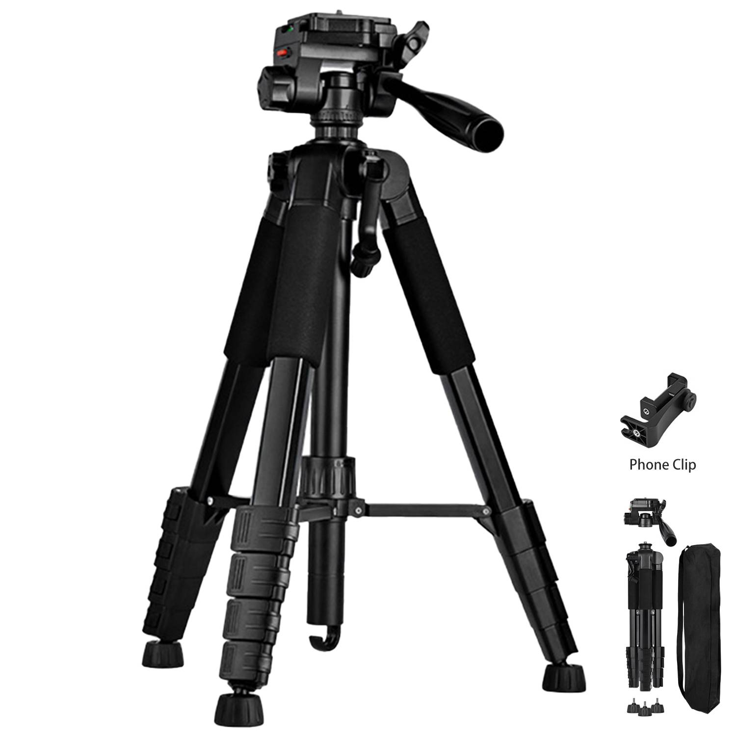 Adjustable Aluminum Tripod Stand w/ Phone Mount 6