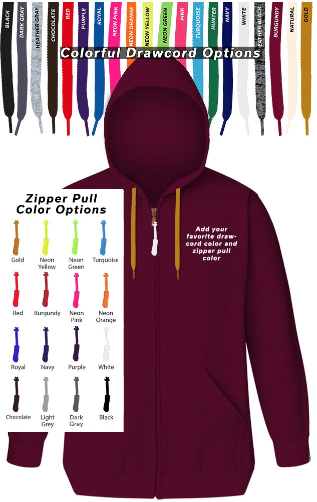 Custom Drawcord & Zipper Pull Hoodie, custom hoodie or sweatshirt with logo imprint 10
