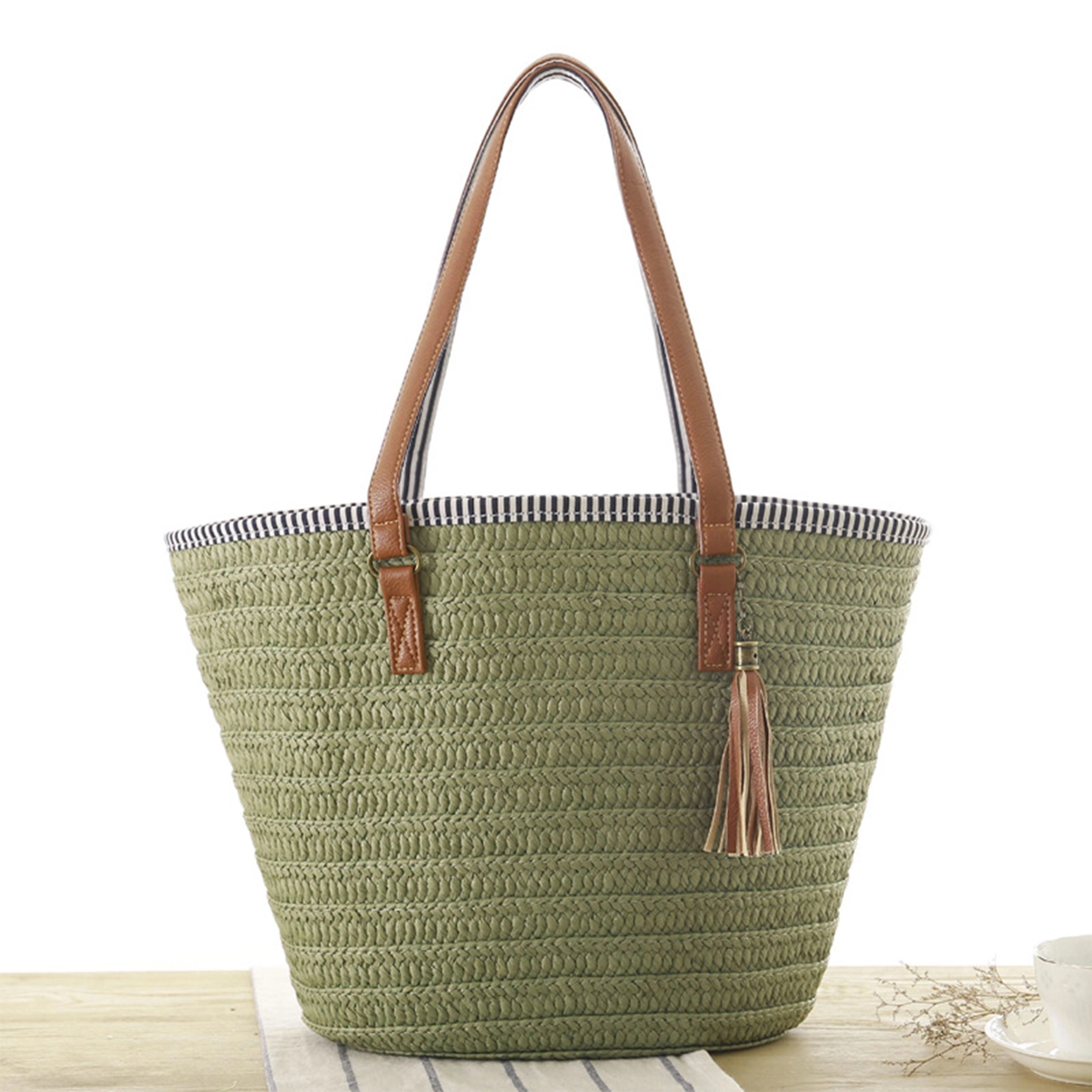 Straw Woven Tote Beach Shoulder Bag 4