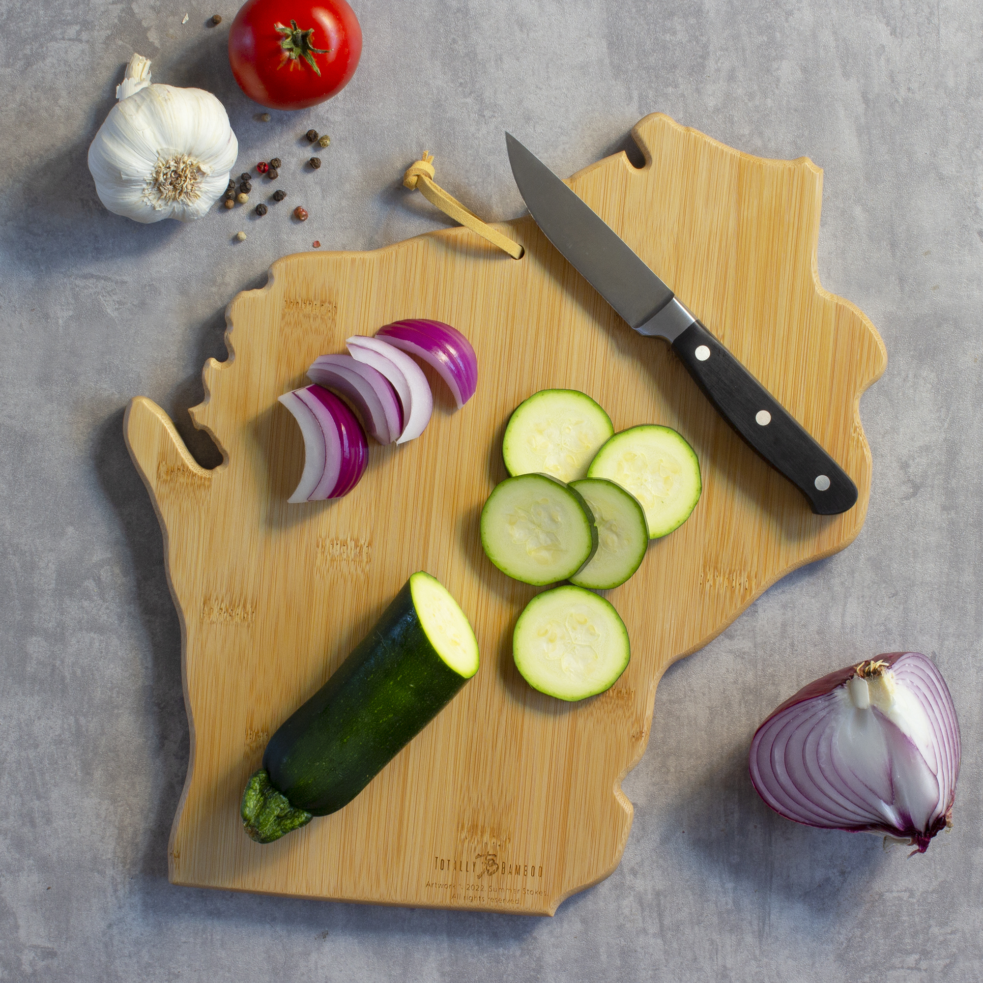 Wisconsin State Shaped Cutting and Serving Board with Artwork by Summer Stokes 5