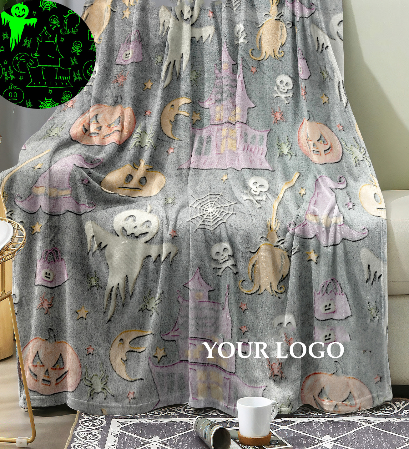 Flannel Luminous Moon And Star Blanket 1